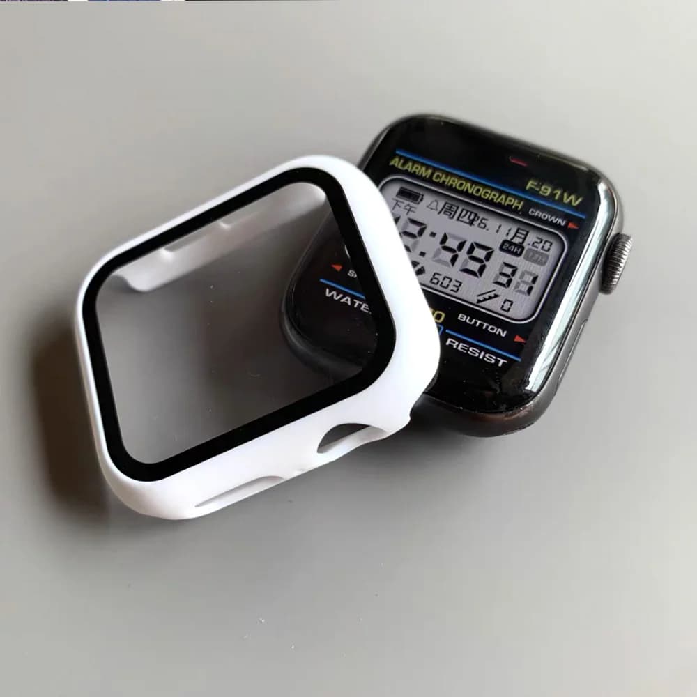 Tempered glass + Apple Watch 45mm 40mm 42mm 41mm 44mm Screen Protector Case for Apple watch series 9 4 7 85 6 SE