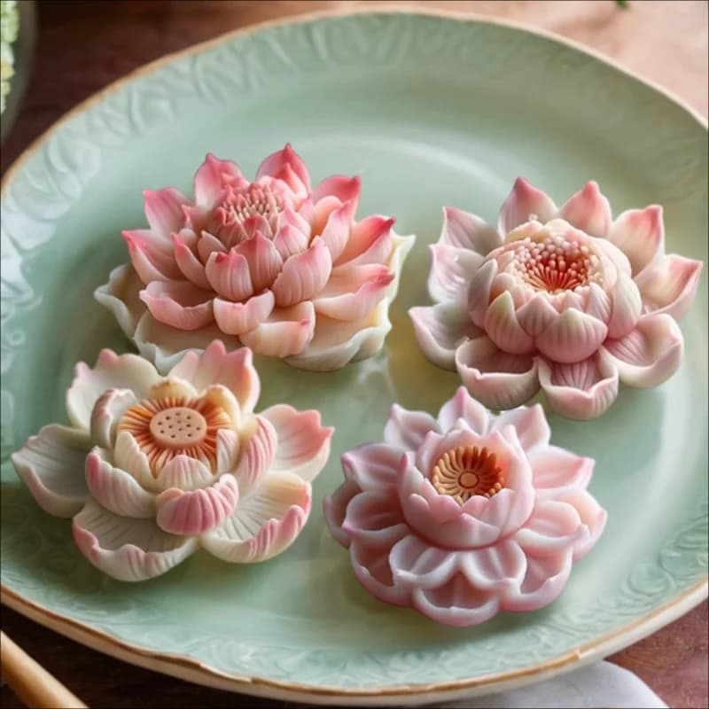 3D Lotus Candle Silicone Mould 3D Candle Print with Lotus Seed Flower Peony Flower Silicone Candle Print Resin Print Cake Prints