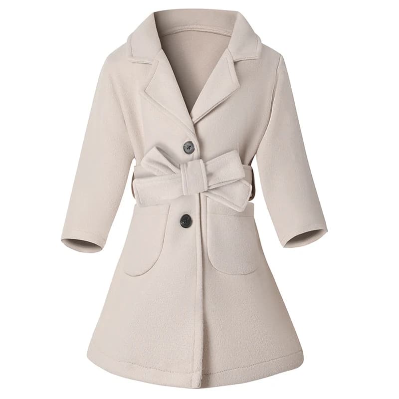123 Girls Woolen Overcoat Autumn Winter Long Thick Warm Lapel Single Breasted Windbreaker Coat For Kids Fashion Outerwear 2-5 Y