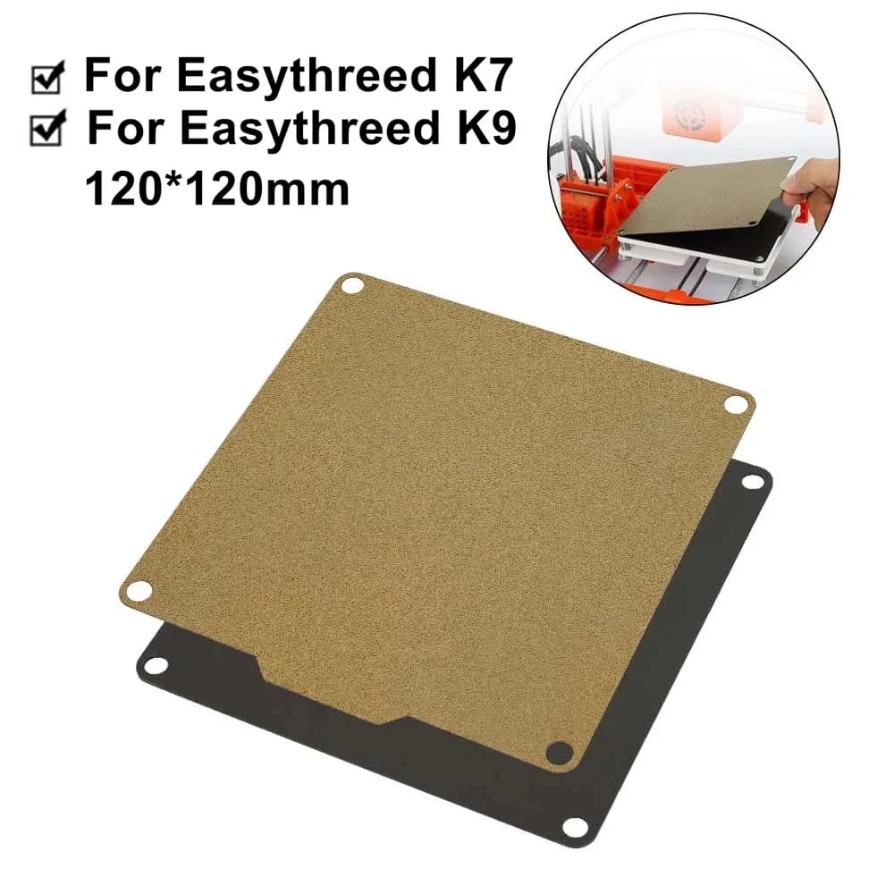 Foglio PEI a doppia faccia 120x120mm per stampante 3D Easythreed X1 K1 K7 K9 K2PLUS X2PLUS, piastra in acciaio testurizzato, sicura e facile da usare