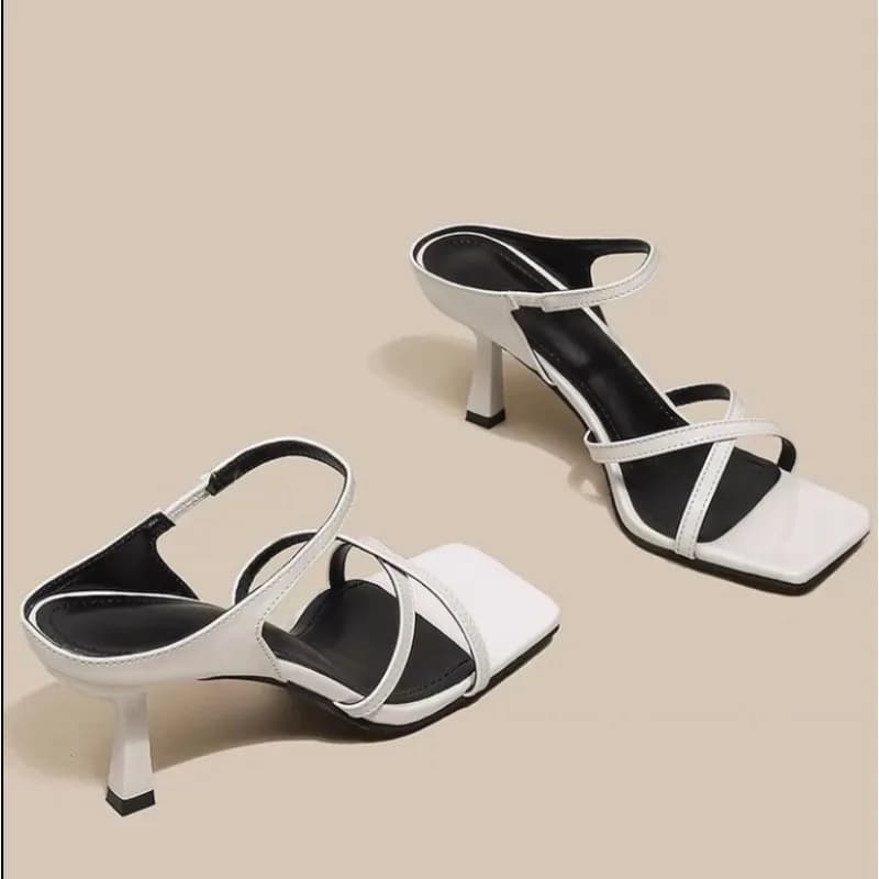 New sandals with high heel red wine for woman tip square decoration bow tie summer slippers for outdoor woman wedding shoes with slim heel