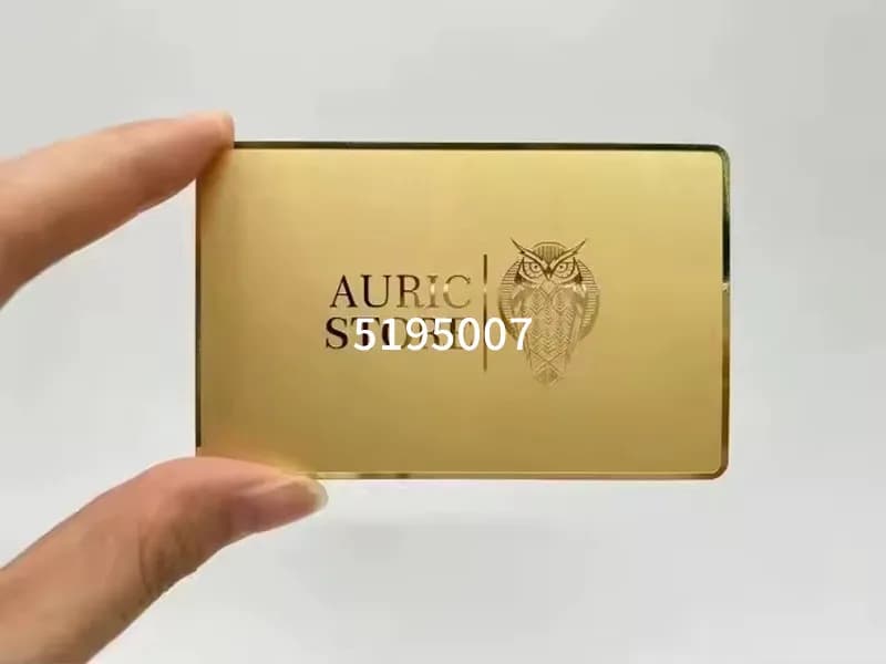 Biglietto da visita in metallo con specchio in acciaio inossidabile vuoto stampato personalizzato professionale di alta qualità per incisione laser
