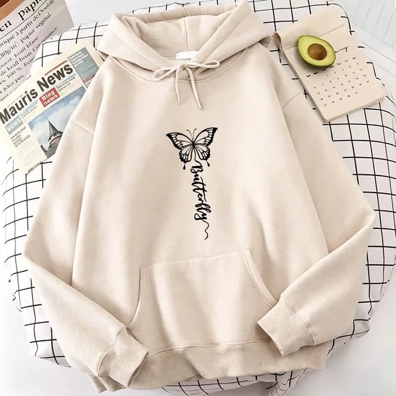 Vintage Butterfly Print Hoodies Grunge Casual Hoodies Sweatshirts Men Women Tops Harajuku Hoodie Sweatshirt