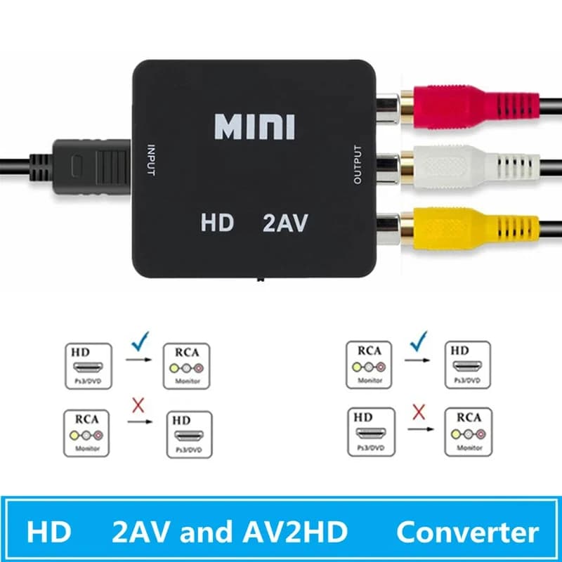 RCA AV to HDMI-compatible 1080P Converter AV/CVBS L/R Video Composite AV Box NTSC PAL Support 1920*1080 For PC HDTV Projector