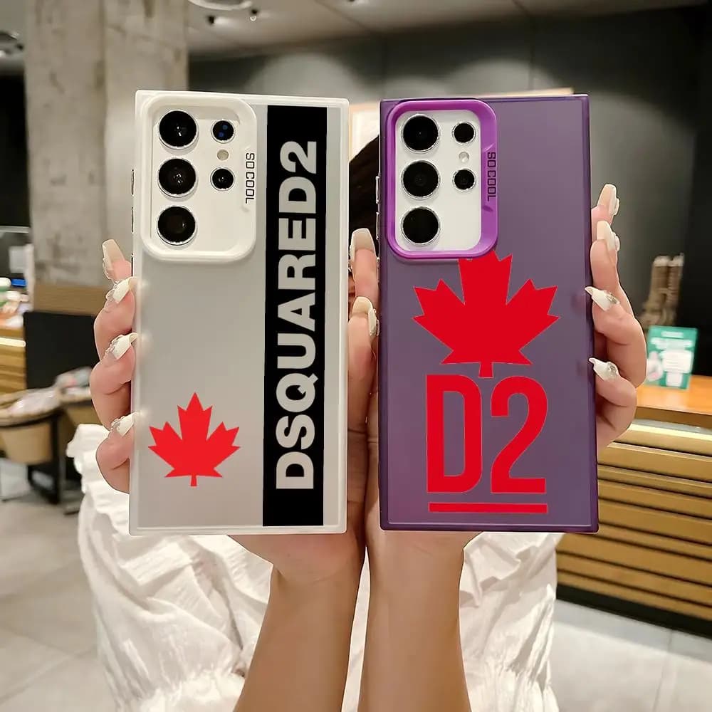 Fishion Dsqua-red2s Phone Case for Samsung Galaxy S25 Edge S24 S23 S22 S21 S20 Ultra Silicone Colored Silver Phone Case