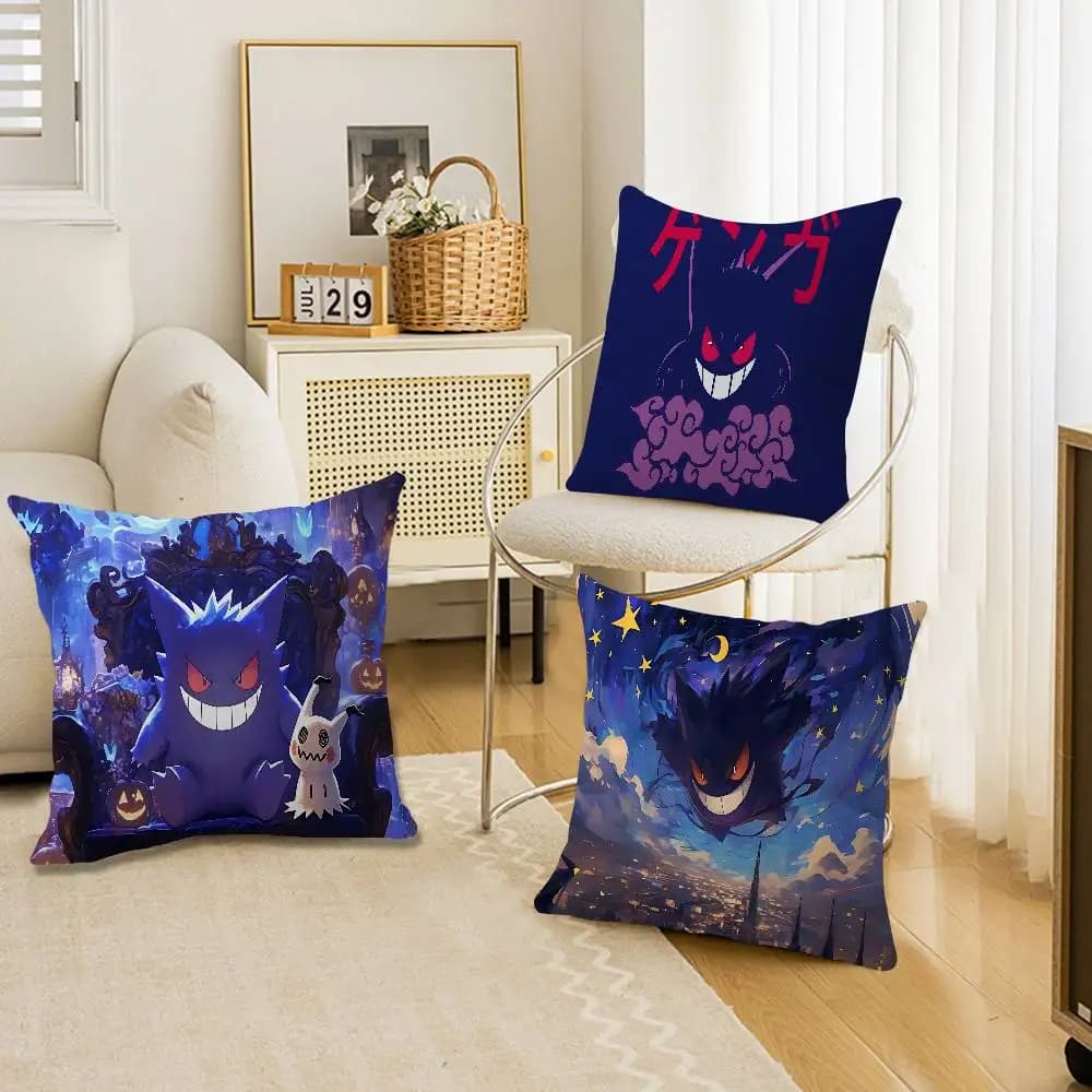 Japanese Anime Gengar Cushion Cover Polyester Sofa Cushions Decorative Throw Pillows Home Decoration Pillowcover