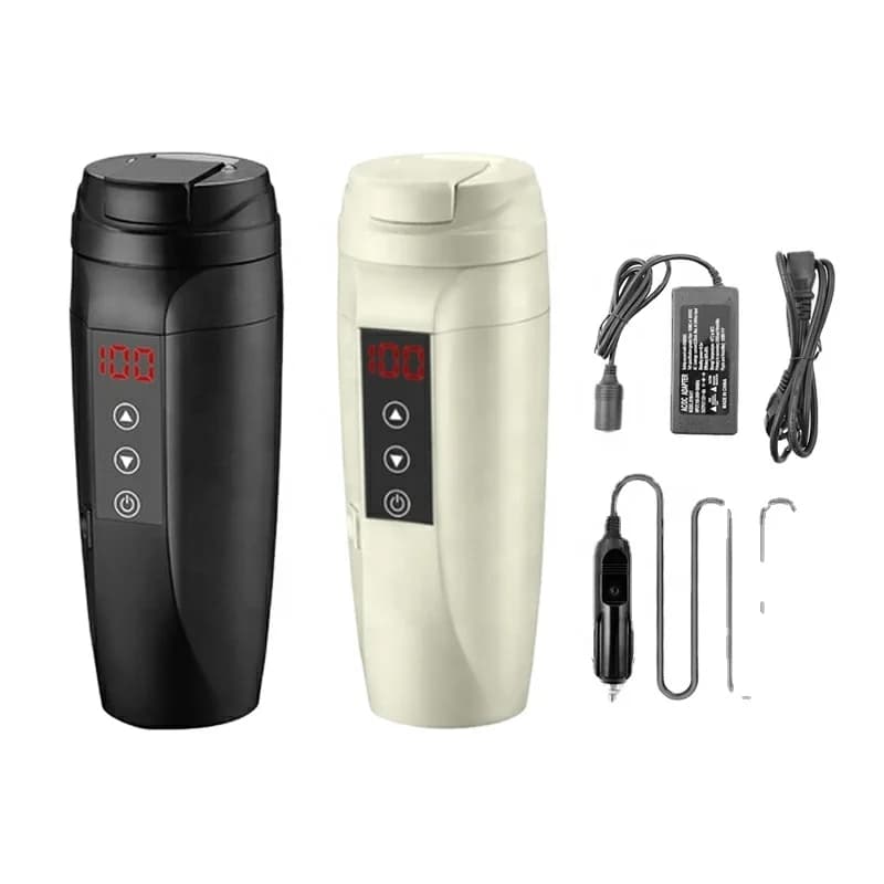 Smart Travel Car Cup 304 Stainless Steel Water Heating Cup Electric kettle for temperature control 12V/24V