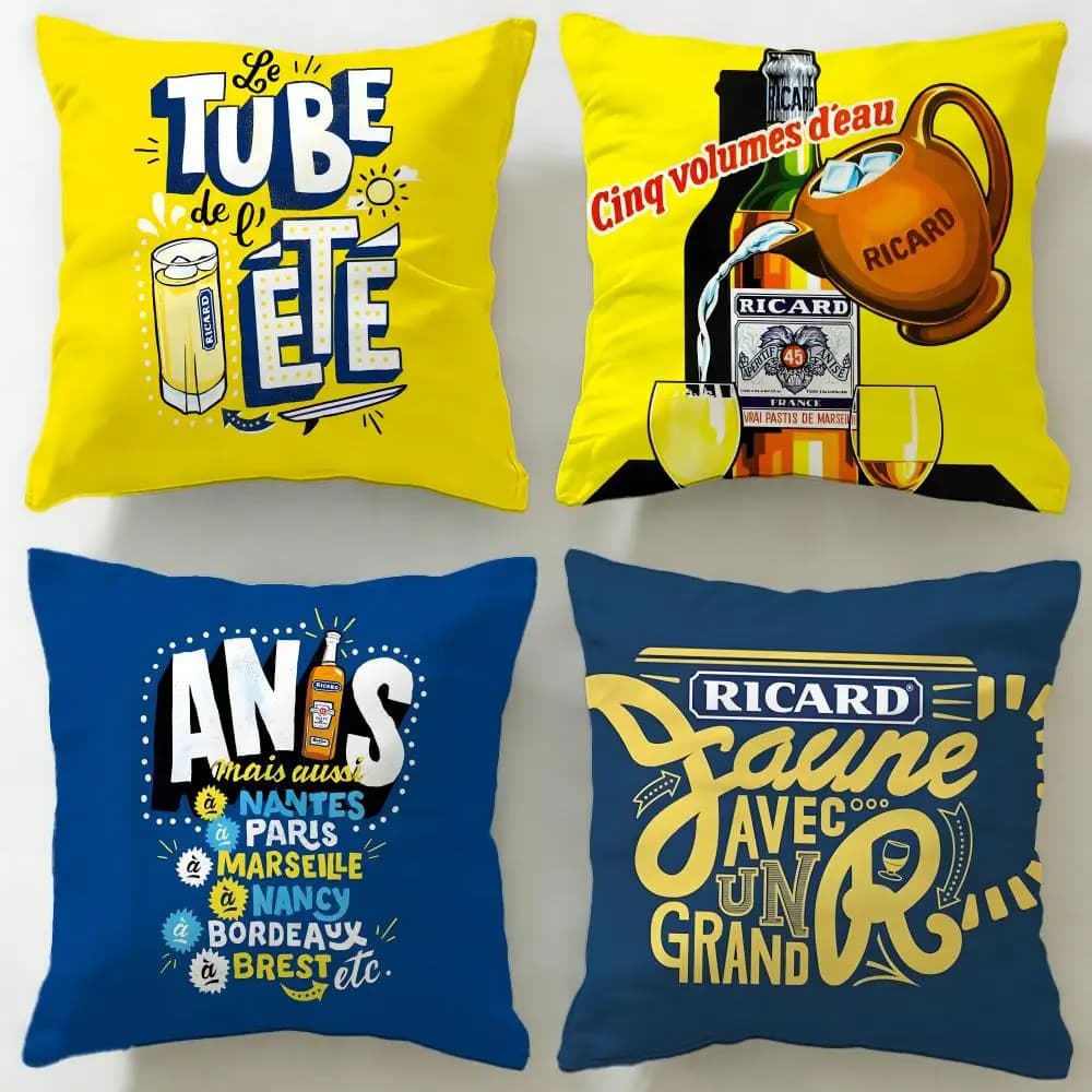Fodera per cuscino della marca classica di bevande Ricard Beer, morbida e facile da lavare – versatile per divano, letto, viaggi e ufficio
