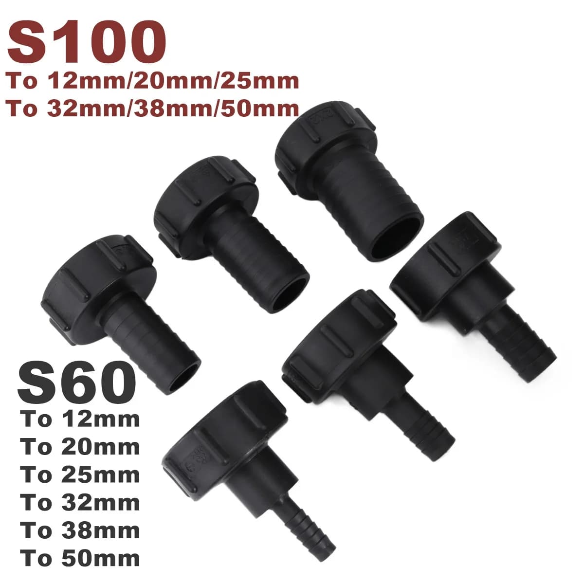 IBC tank adapter from 1000 liters S60/S100 to 12mm ~ 50mm Barb Garden irrigation pipe Paid joints Tap Connector Water tank fittings