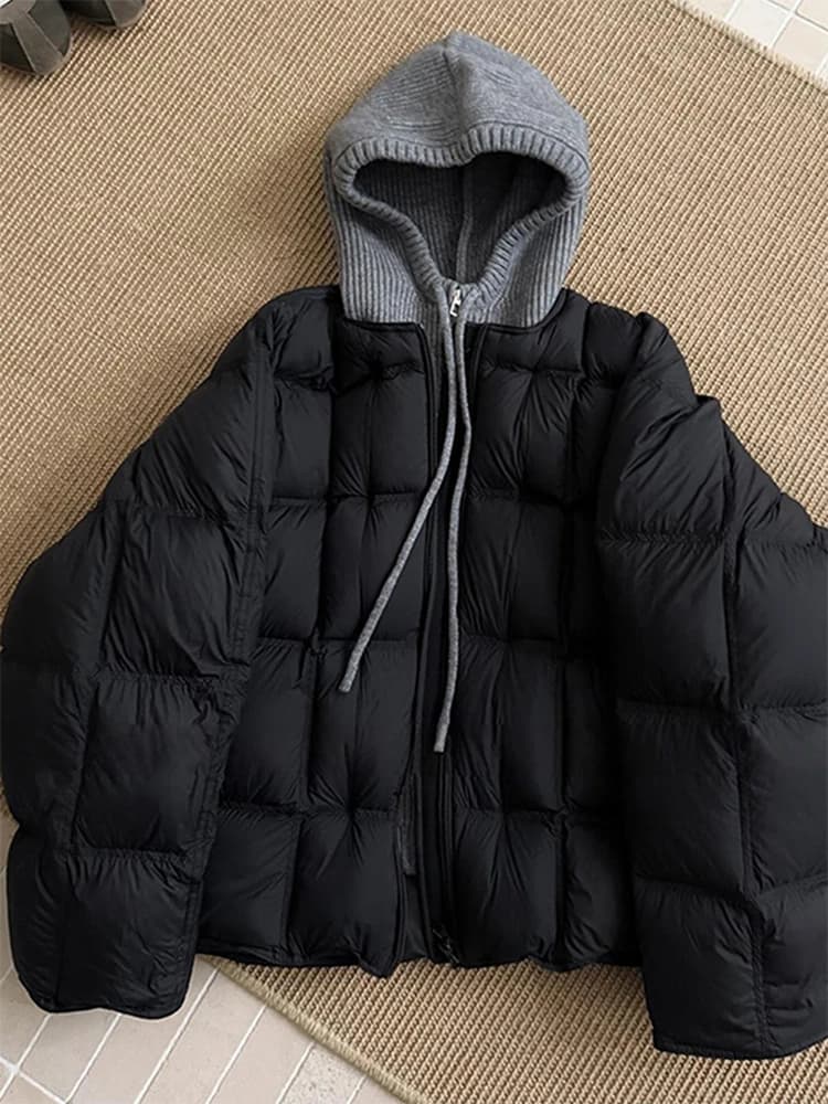 Giacca in cotone trapuntato spesso da donna, stile coreano, nuovo design invernale, calda e ampia, effetto due pezzi