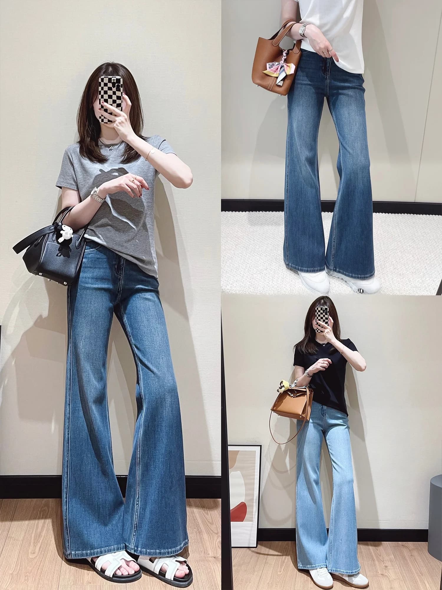 Jeans a Zampa Morbidi e Rigidi da Donna, Vita Alta, in Denim Elasticizzato di Cotone, Moda Primavera 2026, Leggings Elasticizzati