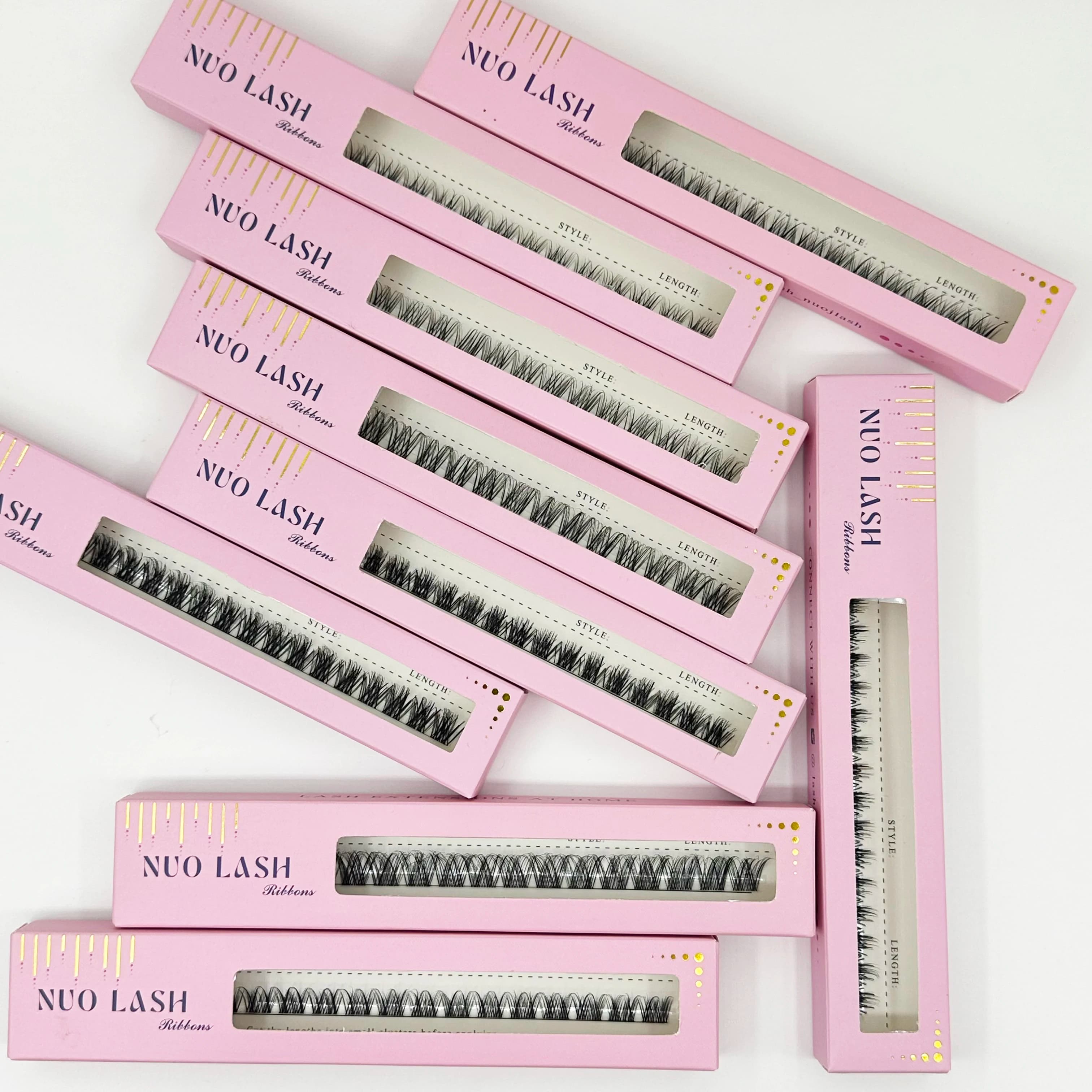 Wholesale DIY Individual Eyelashes Private Label Pre-Cut Cluster Eyelash Extensions Lash Ribbons 3D Fluffy Effects Wispy Lashes