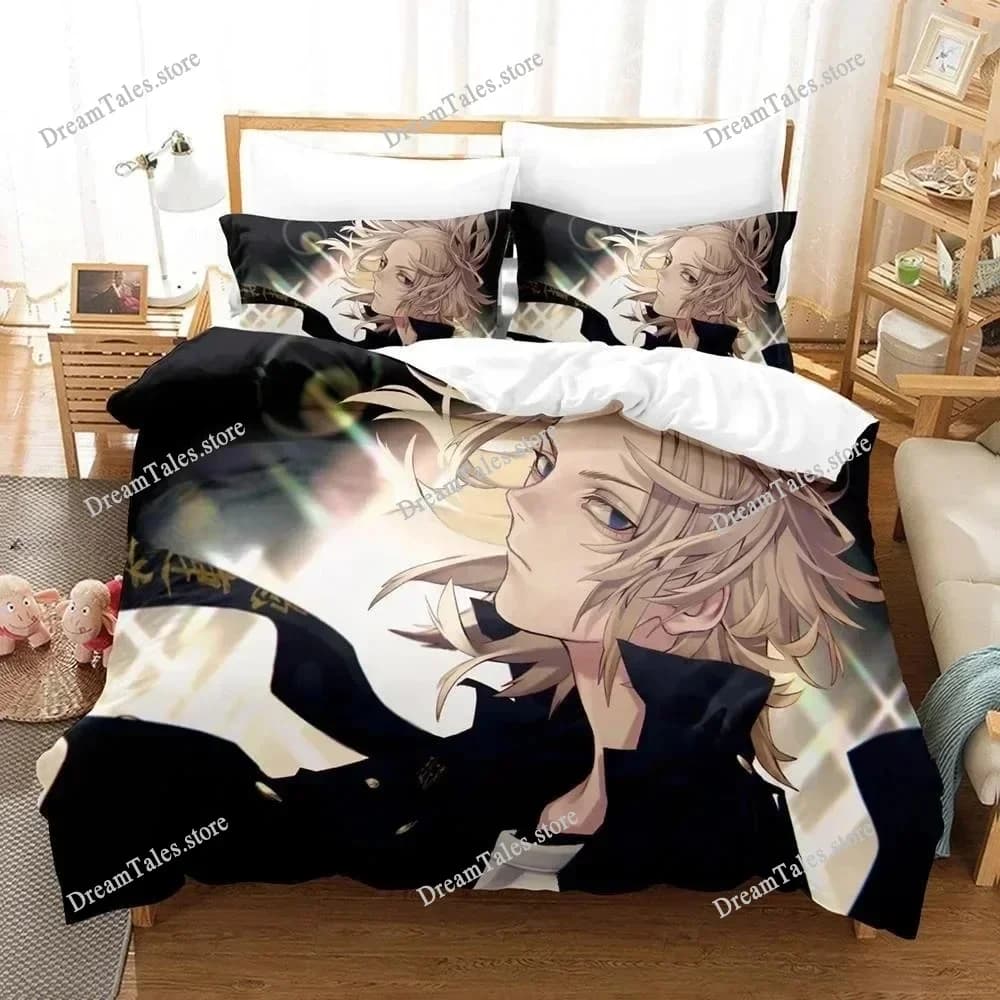 3D Anime Bed Sheet Sets Tokyo Revengers Bedding Set Single Twin Full Queen King Size Bed Set Aldult Kid Bedroom Duvetcover Sets