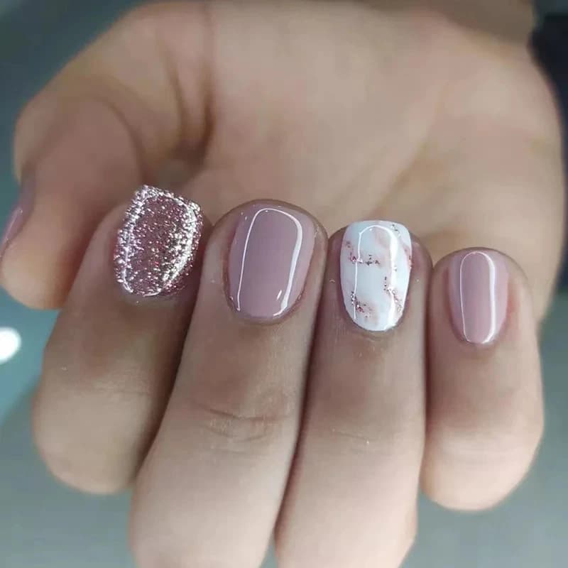 24 unghie corte francesi glitterate con 1 gel gelatina e 1 lima per unghie
