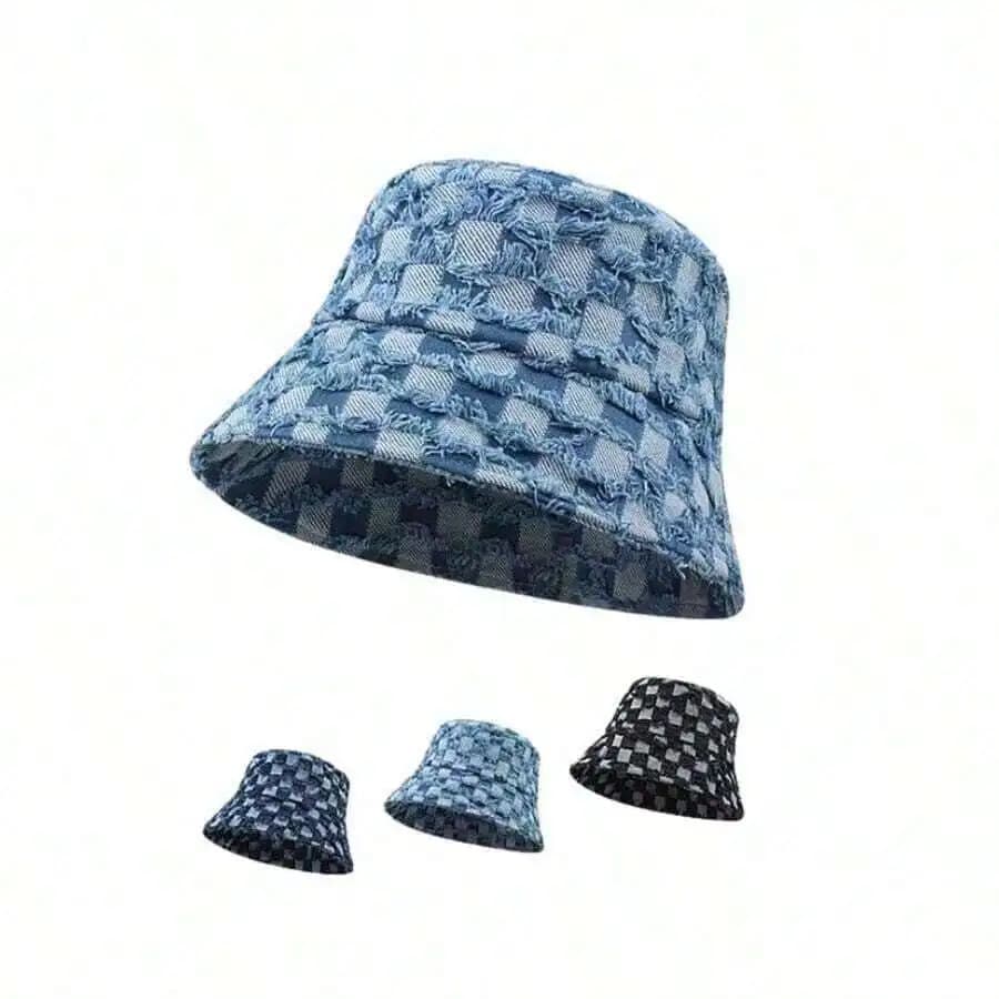 Cappello a secchiello alla moda a quadri per sport all'aperto e abbigliamento da strada