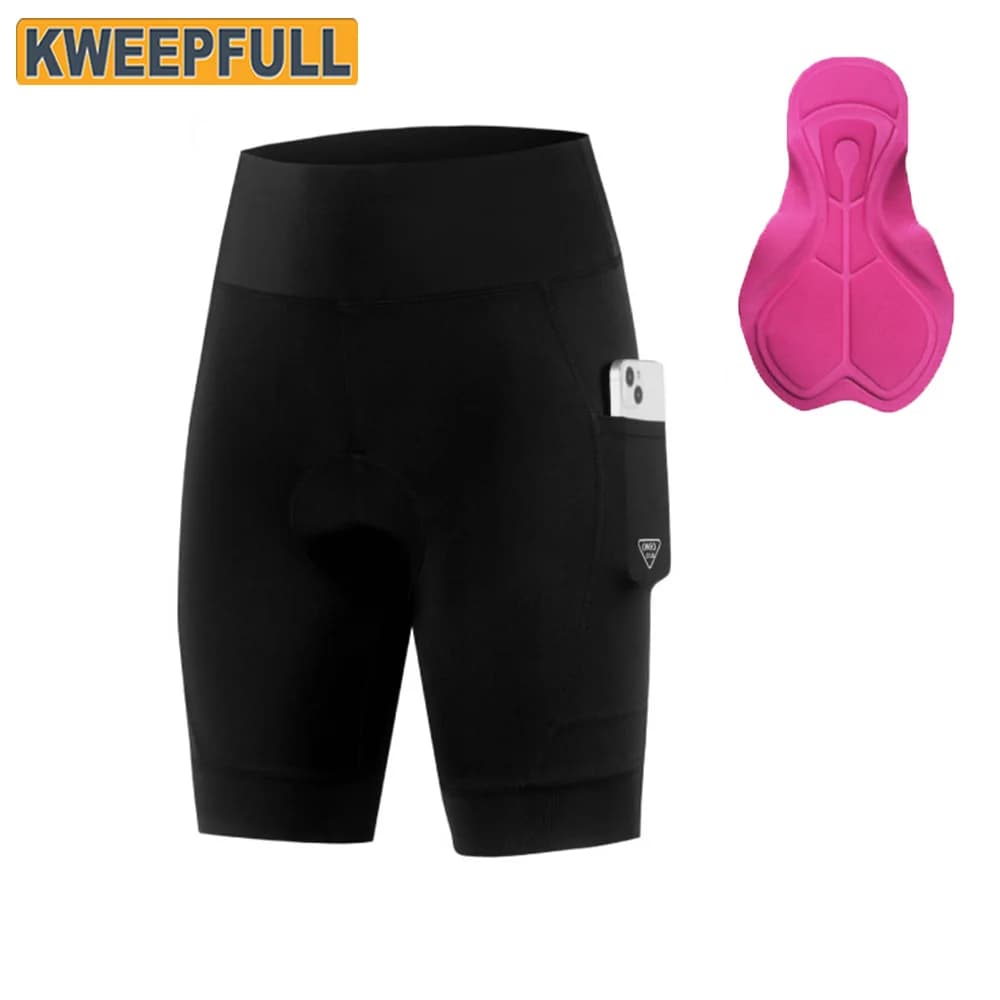 4D women's padded cycling shorts, breathable and anti-humidity, with outdoor cycling pocket
