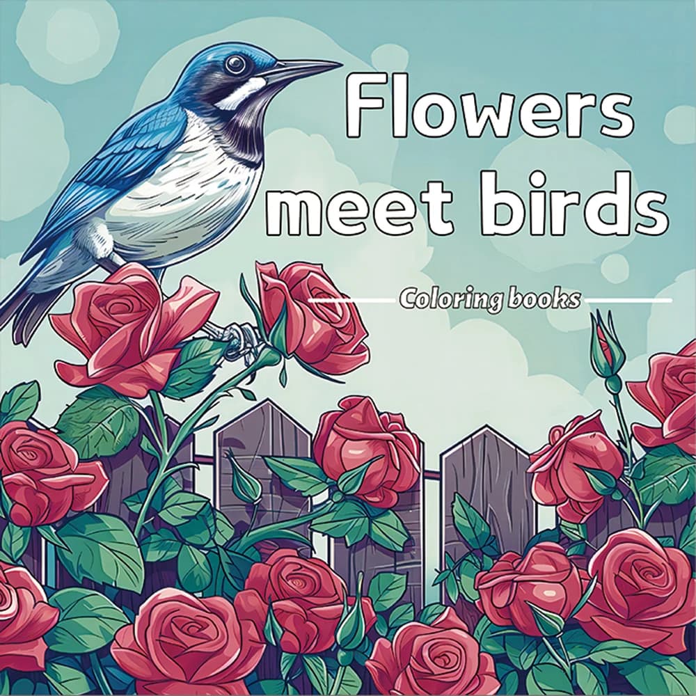 Art Coloring Book 20page flower meet birds Adult Picture Book Gift For Relieve Stress Kill Time Graffiti Painting Drawing