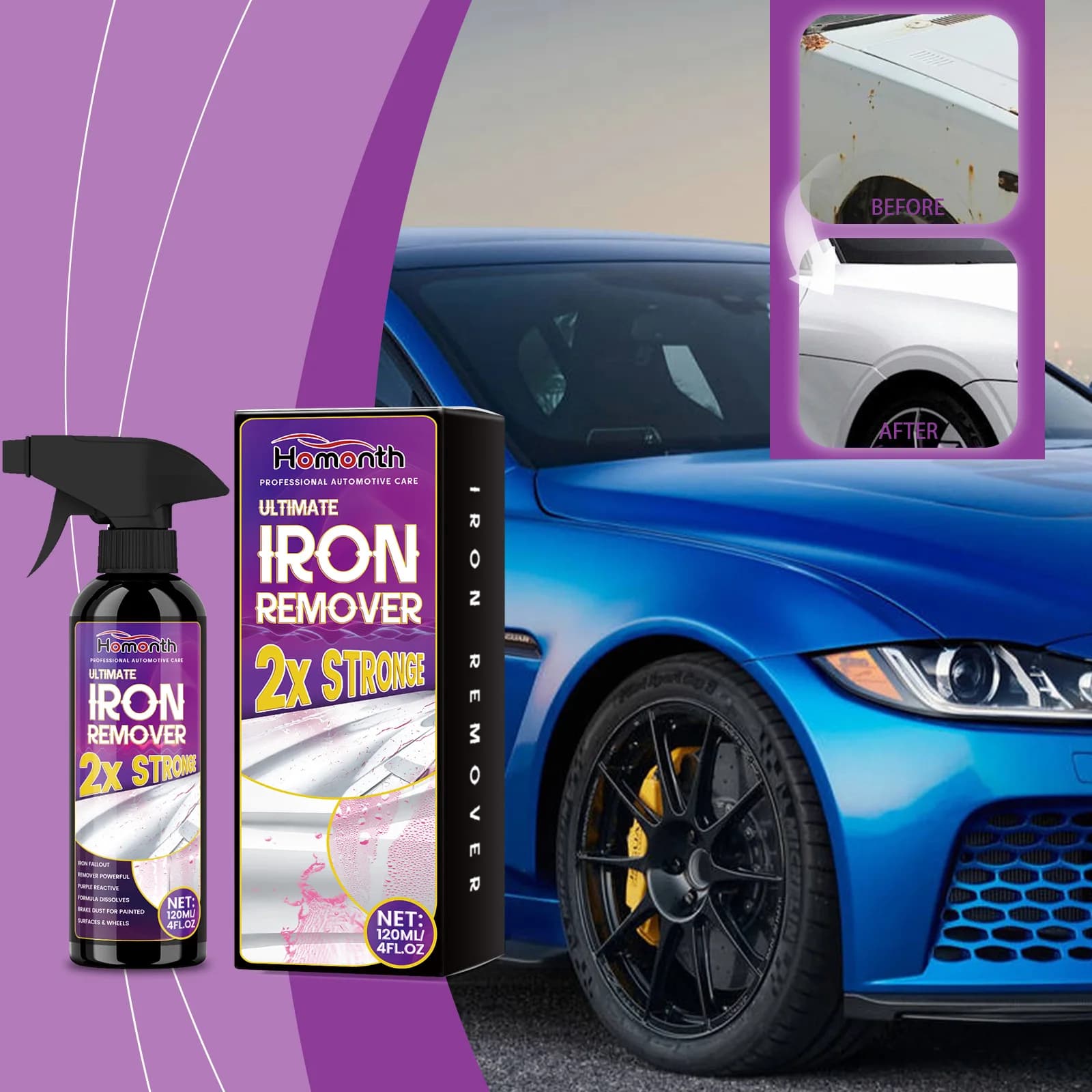 Car Metal Rust Remover Rust Inhibitor Derusting Spray Multipurpose Home Car Hub Anti-Rust Iron Power Cleaning Car Maintenance