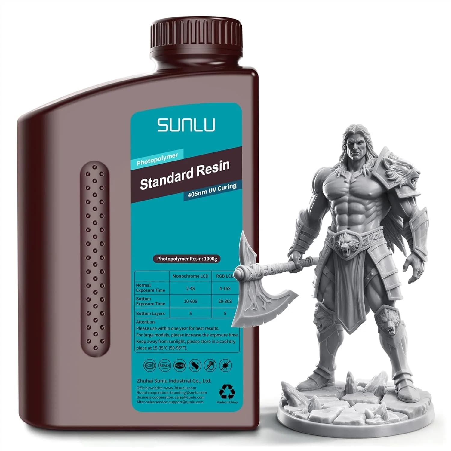 Resina Standard per Stampanti 3D Plus, Fotopolimero a Polimerizzazione Rapida per LCD/DLP/SLA, Bassa Contrazione Alta Precisione Grigio 1KG