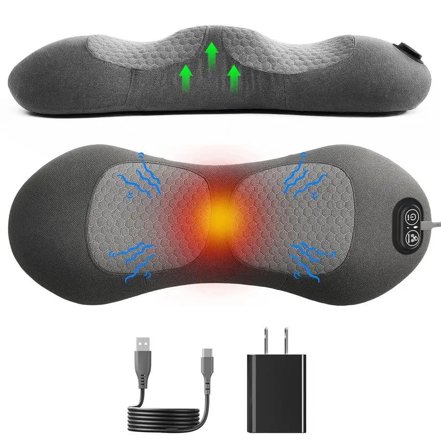 Massaggiatore lombare Fusion con stretching, vibrazione e calore, cuscino elettrico 3 in 1 per alleviare la tensione nella parte bassa della schiena, massaggio profondo dei tessuti.