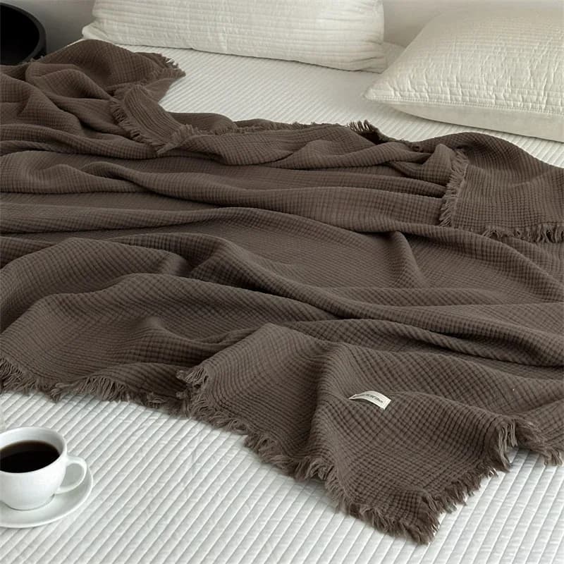 Solid Color Tassels Blanket 100% Cotton Soft Sofa Towel Bed Linen Shawl Plaid Manta Skin-friendly Home Blanket