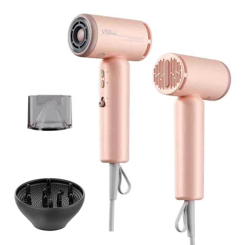 Asciugacapelli elettrico professionale da 1400 W Mini asciugacapelli ionico portatile leggero a basso rumore a doppia tensione per uso domestico