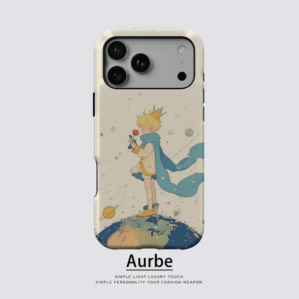Custodia Aurbe Matte 2-in-1 con Pellicola e Supporto MagSafe per iPhone 17 16 15 14 Plus 17 Pro Max, Antiurto, Rigida, Edizione Il Piccolo Principe