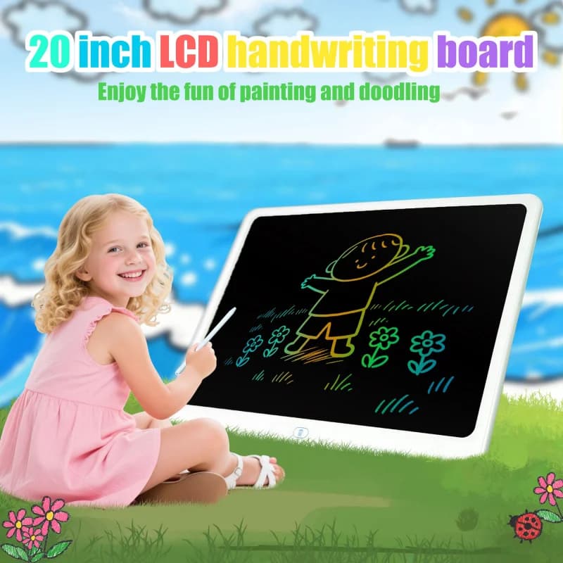 Regalo per tavoletta da scrittura LCD per bambini, tavoletta da disegno colorata per bambini da 20 pollici, tavolette da disegno elettroniche riutilizzabili cancellabili