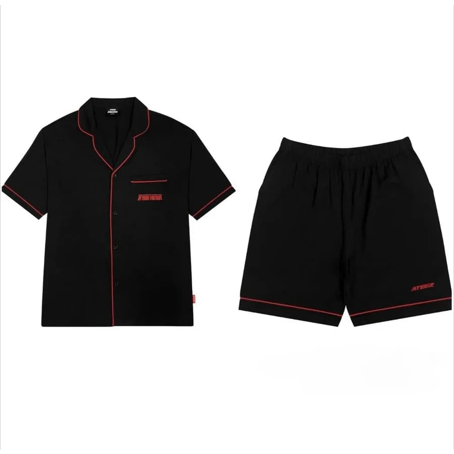 KPOP ATEEZ in Your Fantasy 2025 World Tour Pigiama Set Carino Bottoni a maniche corte Top con risvolto e pantaloncini elastici Indumenti da notte da donna