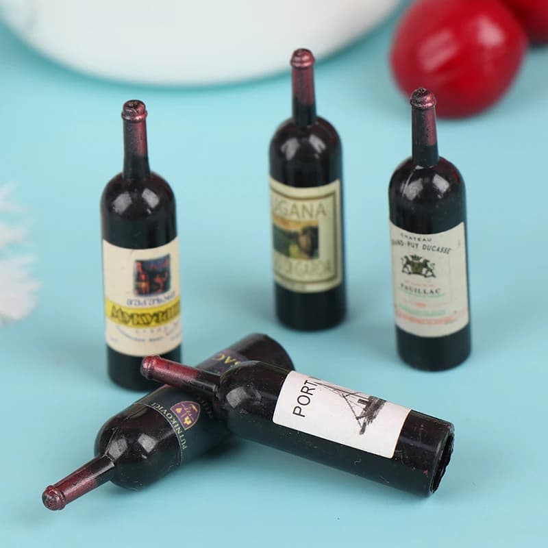 10 pz 1/12 casa delle bambole in miniatura mini bottiglia di vino set con scatola bevande di simulazione modello giocattoli per la decorazione della casa delle bambole accessori