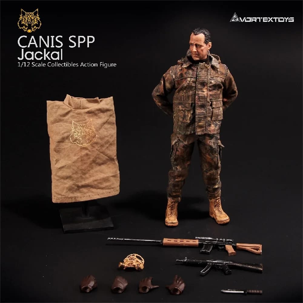 Modellino d'Azione VORTEXTOYS V00011 Man Spp Jackal Sniper Scala 1/12, Set Completo 6 Pollici, Regalo da Collezione