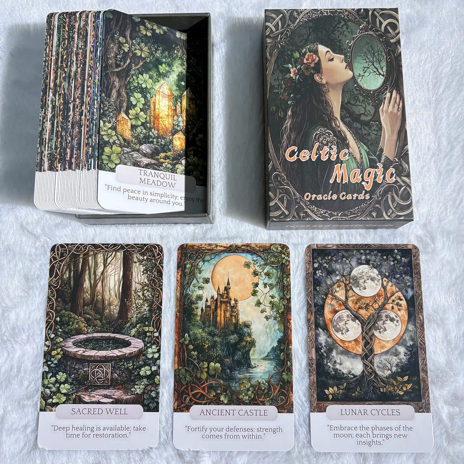 Set di carte Oracle magiche celtiche, mazzo di tarocchi inglesi, carte di divinazione, carte di profezie, carte 12x7 cm, 50 bellissime carte