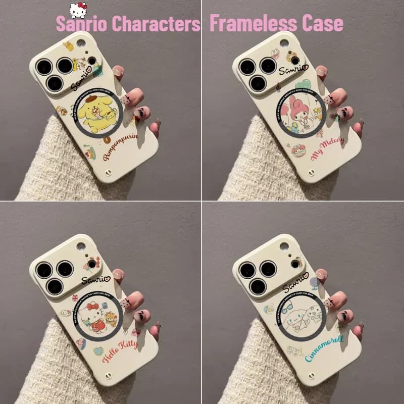 Popolare e Carina Custodia per Telefono Senza Cornice Dipinta Sanrio per iPhone 17 Pro Max 16 15 14 Plus 13 12 Pro con Protezione Magsafe