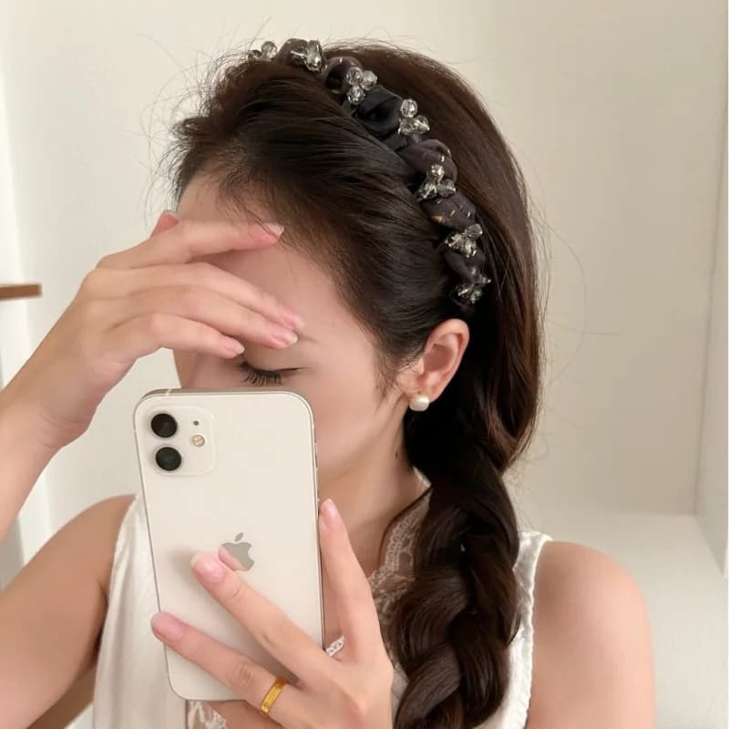 Headband female light luxury age reduction belt drill high cranial top headband belt tooth comb face wash pressure hair card