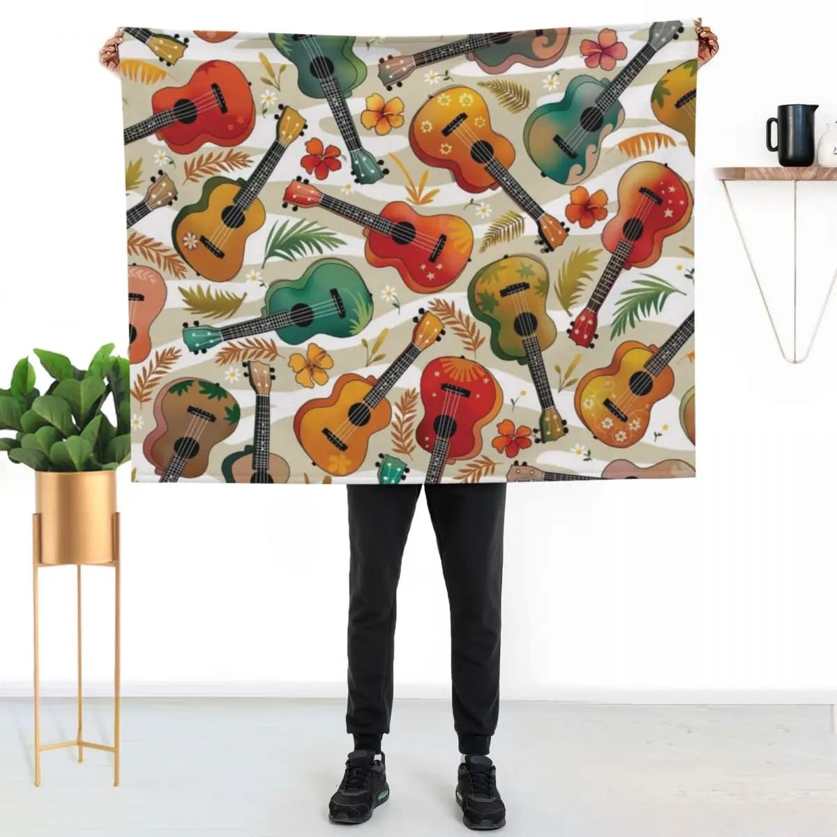 Coperta in stile ukulele, calda e confortevole, ideale per il riposo in ufficio