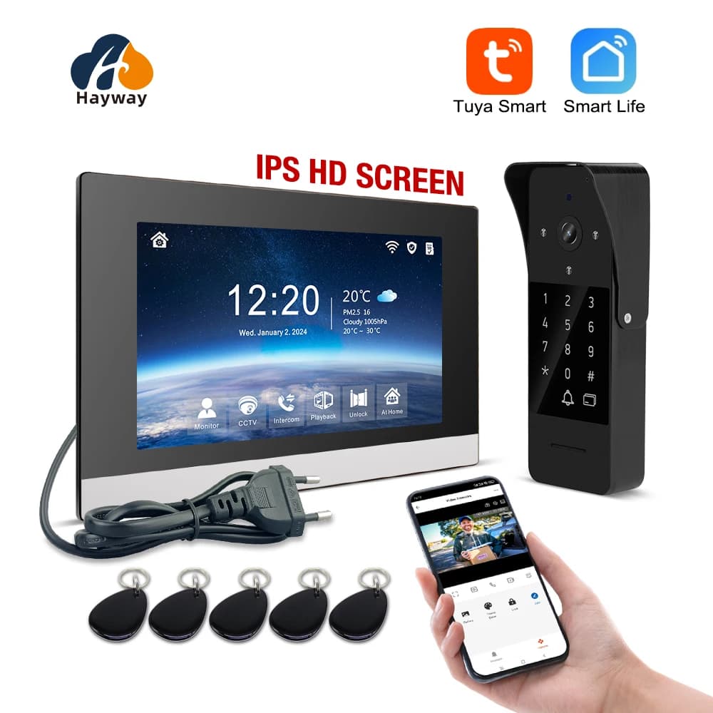 Hayway 1080P Tuya Videocitofono Videocitofono WiFi wireless per videocitofono domestico con rilevamento del movimento di sblocco RFID