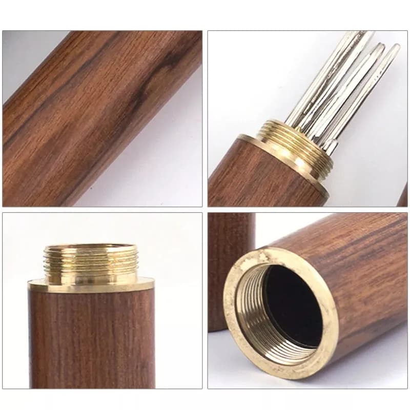Stainless Steel espresso coffee maker 6 pin espresso coffee dispenser 0.4 mm with handle and natural solid wood support, rosewood/ebony