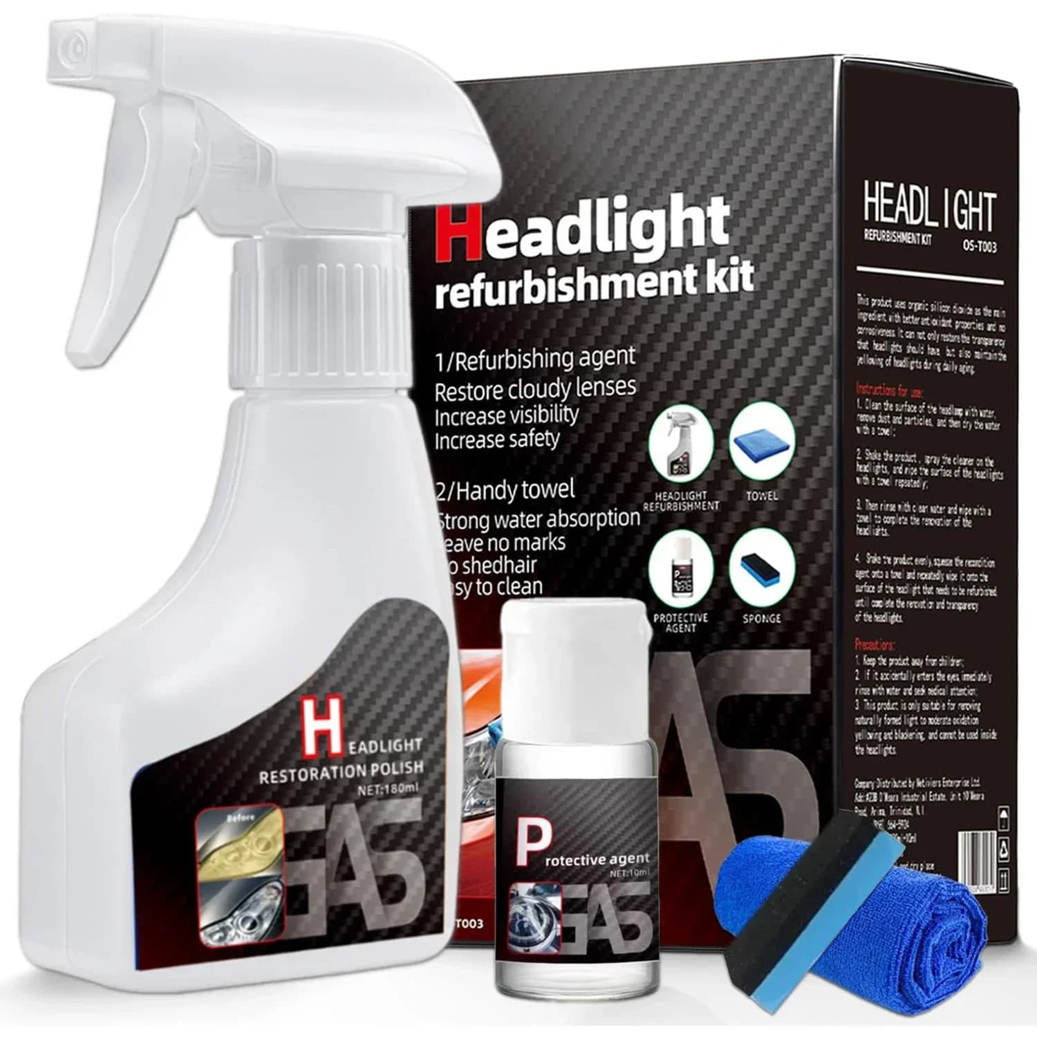 Kit di Restauro e Lucidatura Fari Auto, Riparazione Fanali, Lucidante per Luci Auto, Spray per Rivestimento Ceramico, Prodotto Lucidante per Fari