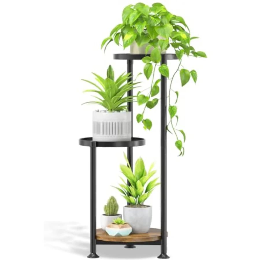 Supporto per Piante da Interno ed Esterno, Porta Vasi in Metallo Largo 10 Pollici, Scaffale Multiplo Grande e Robusto per Patio e Giardino