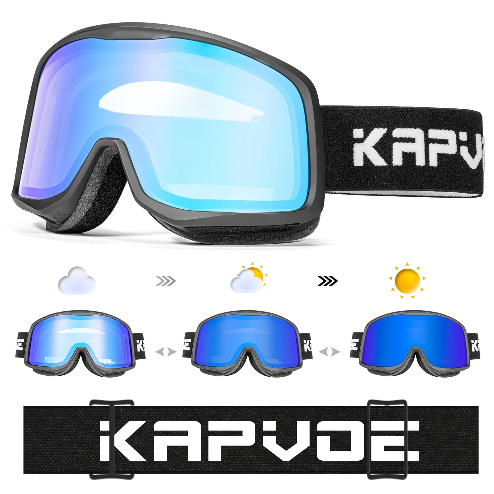 KAPVOE Occhiali da sci all'aperto UV400 Fotocromatici Occhiali per sport invernali Pattinaggio Snowboard Maschera da moto Occhiali da sci antiappannamento