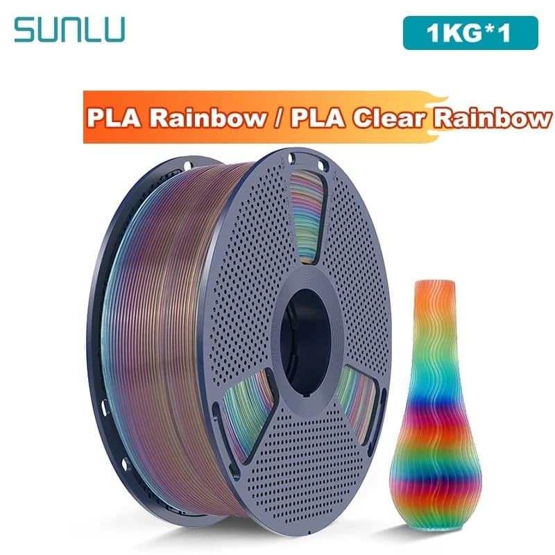 SUNLU Rainbow Filament PLA from 1 kg Coil from 1.75 mm 1000 g (2.2 lbs) Rainbow effect Wraped Filament suitable for most FDM printers