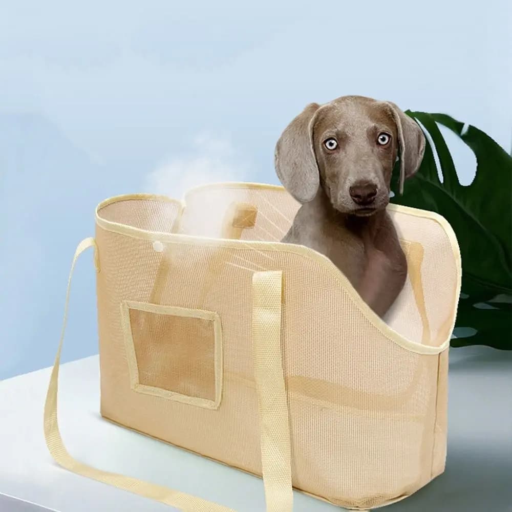 Borsa Trasportino per Cani in Rete, Grande Capacità, Traspirante, Anti-Fuga, Pieghevole, Borsa a Tracolla per Cuccioli e Gatti