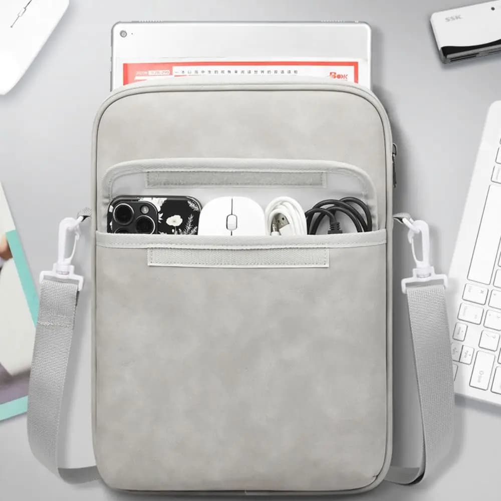 Custodia universale per tablet da 11-13 pollici in pelle nappa con tracolla Custodia per laptop Borsa a tracolla per laptop impermeabile regolabile