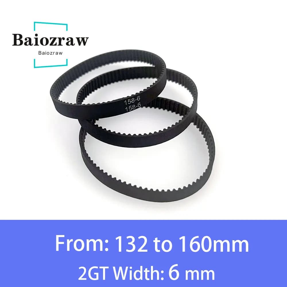 3D Printer Parts GT2 6mm Round Rubber Strap 132 134 136 138 140 142 144 146 148 150 152 154 156 158mm 2GT 1 pz