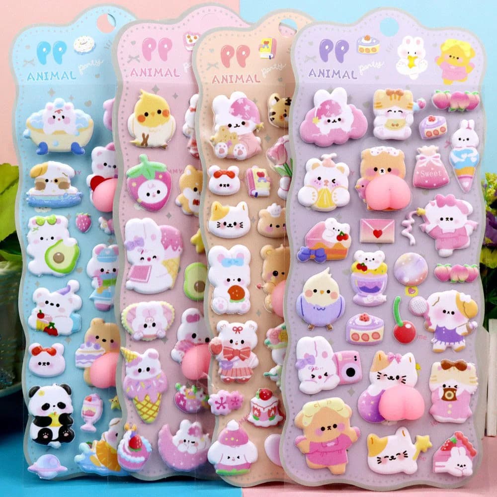 2/4 Pezzi 3D Morbido Carino Butt 3D Animale Del Fumetto Adesivo Per Bambini Ragazze FAI DA TE Scrapbook Cassa Del Telefono Paster Decalcomanie Carino Puffy adesivi