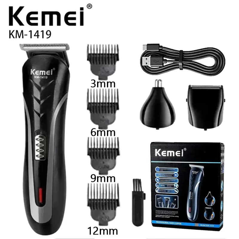 Kemei KM-1419 Rechargeable Electric Haircut Man Size Haircuts and Haircuts 3 in 1 Men's Haircuts