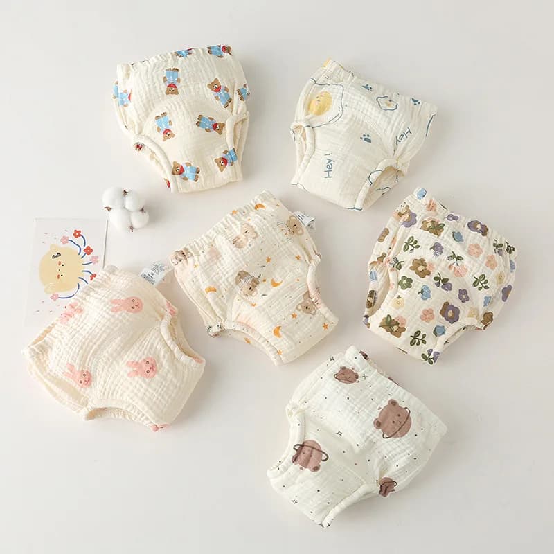 Pantaloni da allenamento lavabili per bambini Pannolini di cotone Pannolini di garza a bolle Biancheria intima per bambini riutilizzabile traspirante Pannolini di stoffa per bambini