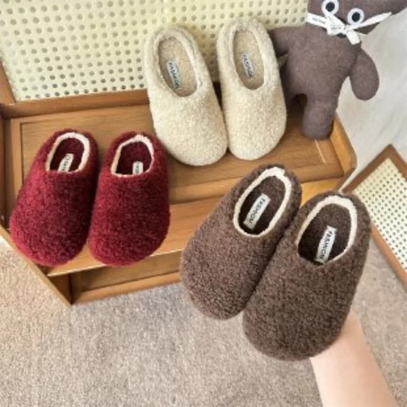 2025 Winter Children's Flat Shoes Casual and Comfortable Children's Cotton Trailers Neutral Warm Flat Heel Cotton Shoes