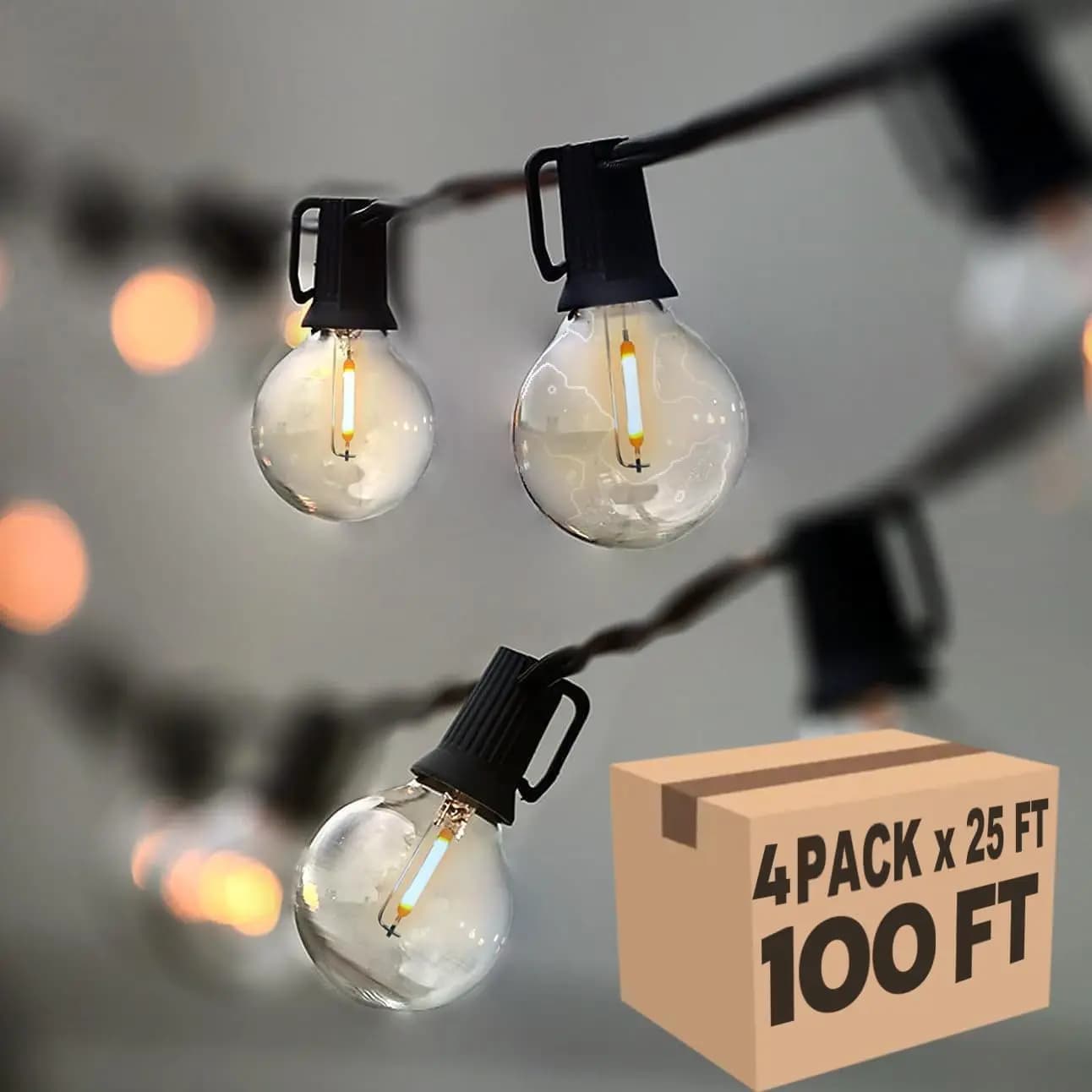 Catena di Luci LED G40 da 30 Metri, 100 Lampadine, Certificazione UL per Decorazioni Commerciali Interne/Esterne