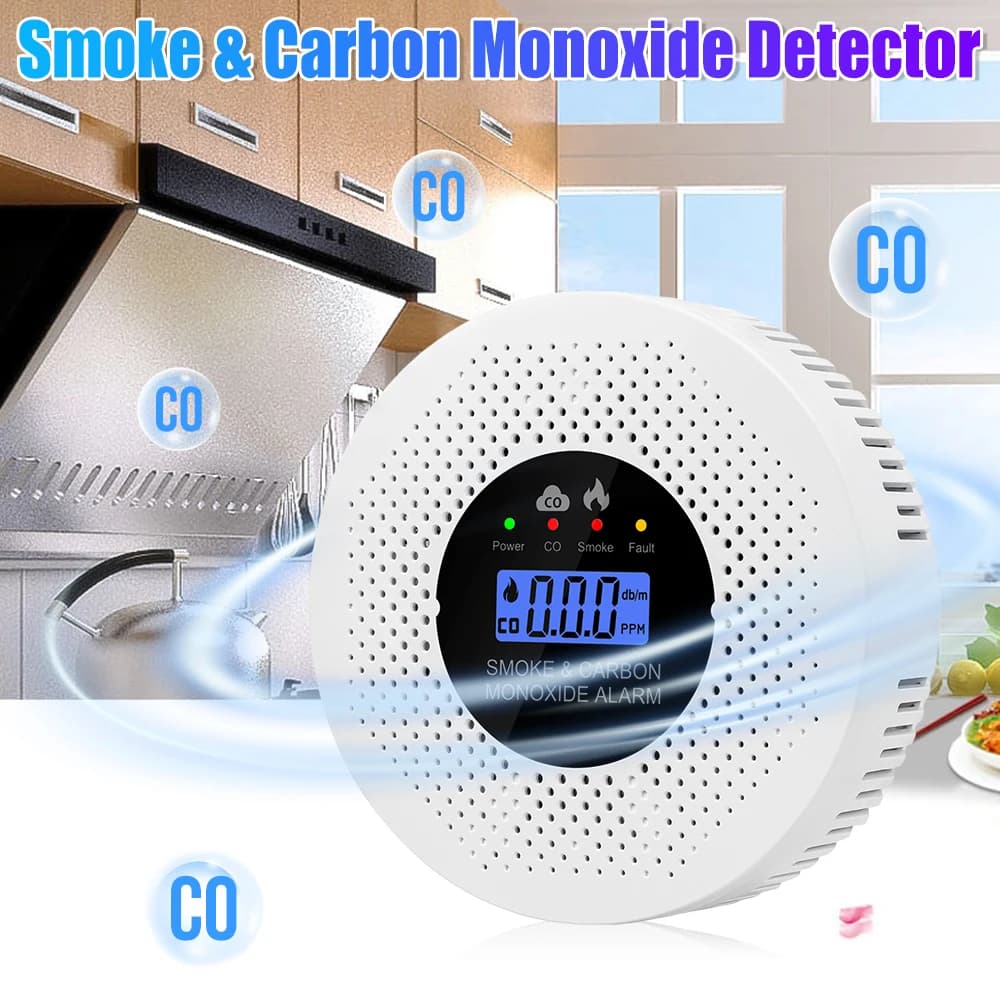 Sensore di Allarme CO ad Alta Sensibilità, Rilevatore di Fumo e Monossido di Carbonio, Allarme Alimentato a Batteria per Casa e Hotel